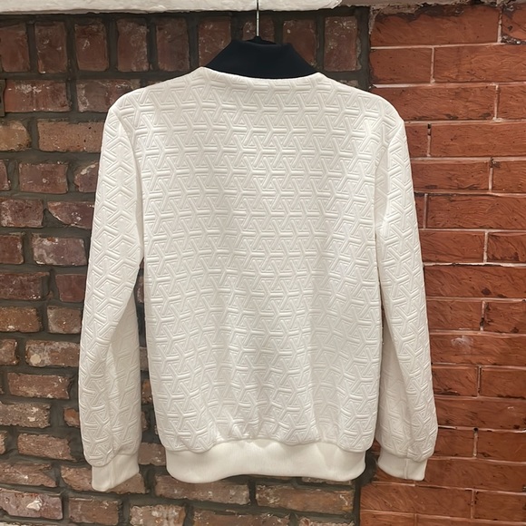 Adidas White Embossed Bomber Jacket - XS - Picture 2 of 5